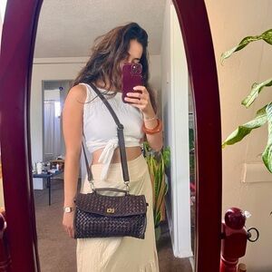 Woven Brown Crossbody Bag
